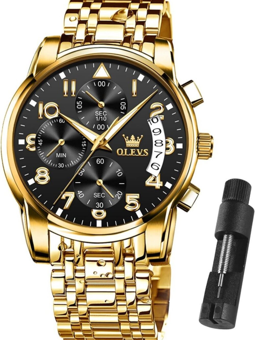 Stylish Waterproof Stainless Steel Men's Quartz Watch - Adjustable Bracelet